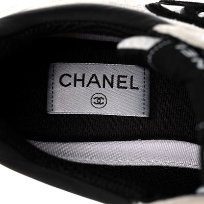 Chanel Mesh Suede Calfskin Grained Calfskin Womens CC Sneakers 41 White Black 8 of 9