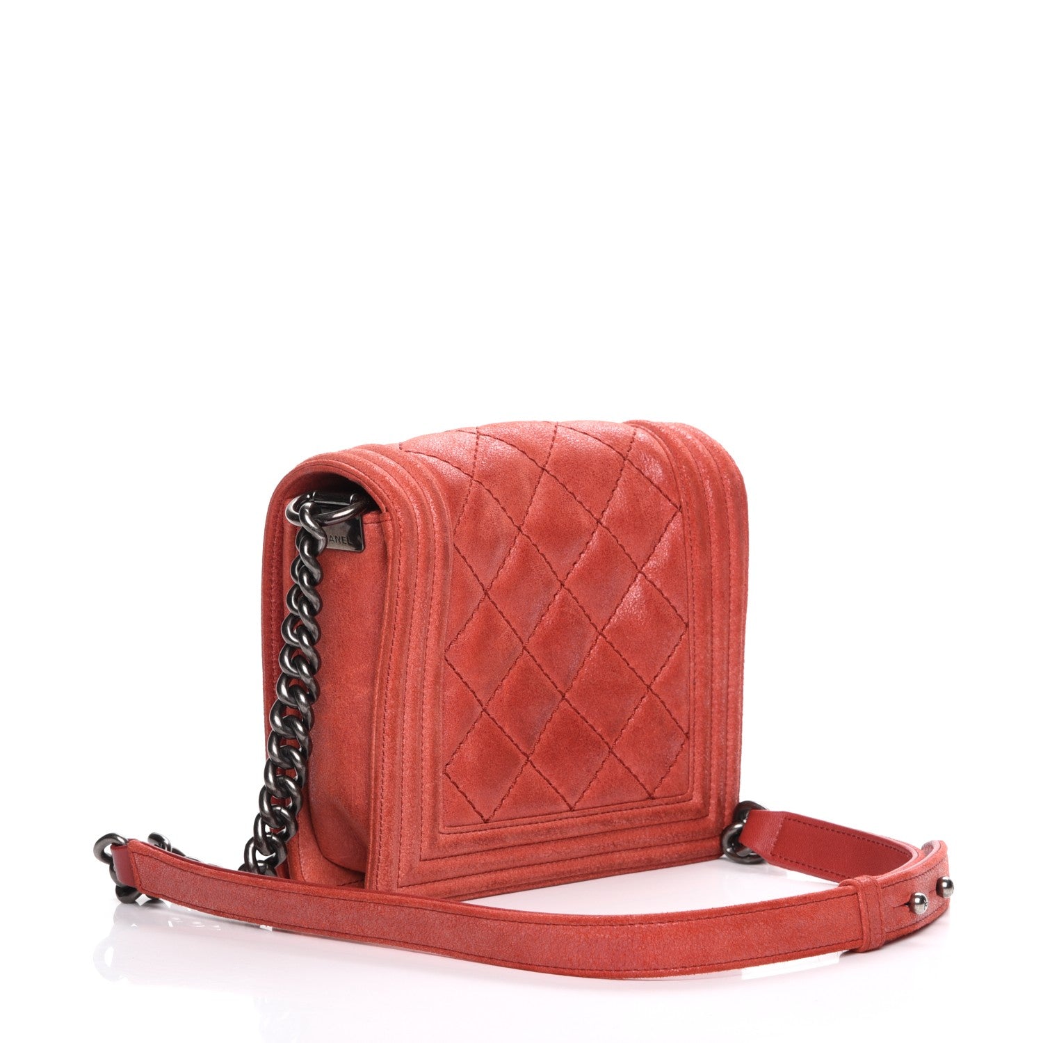 Chanel Iridescent Calfskin Quilted Small Gentle Square Boy Flap Red 3 of 7