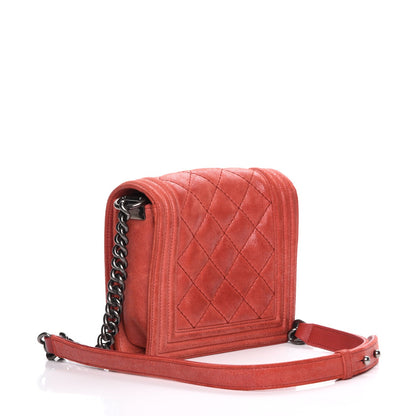 Chanel Iridescent Calfskin Quilted Small Gentle Square Boy Flap Red 3 of 7