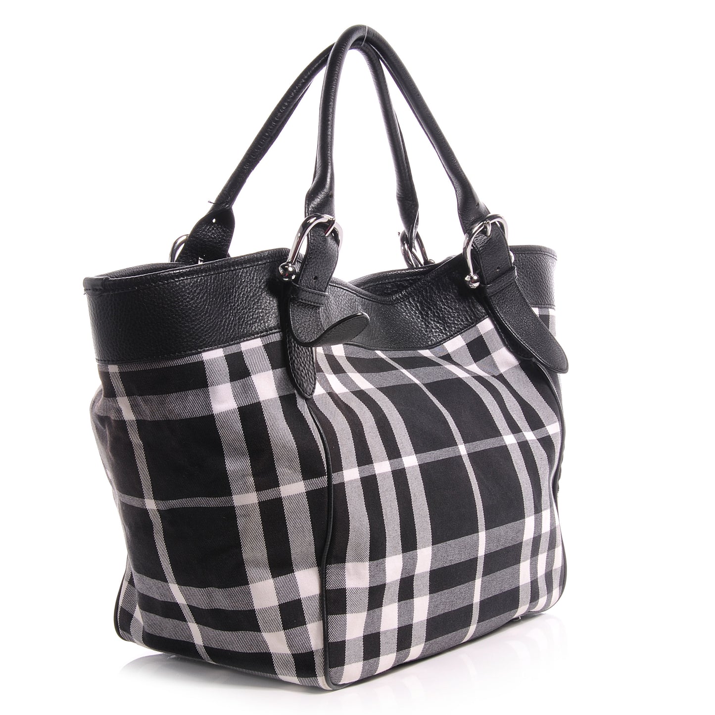 Canvas Check Tote Black
