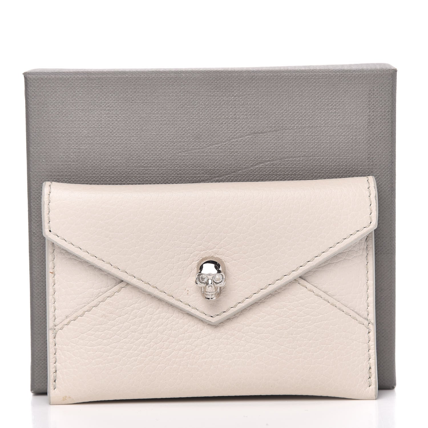 Alexander McQueen Calfskin Skull Envelope Card Holder Off White 8 of 8