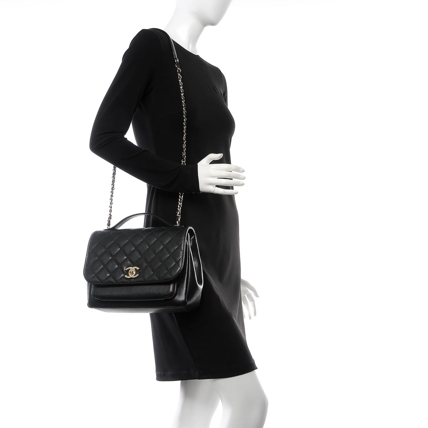 Caviar Quilted Large Business Affinity Flap Black