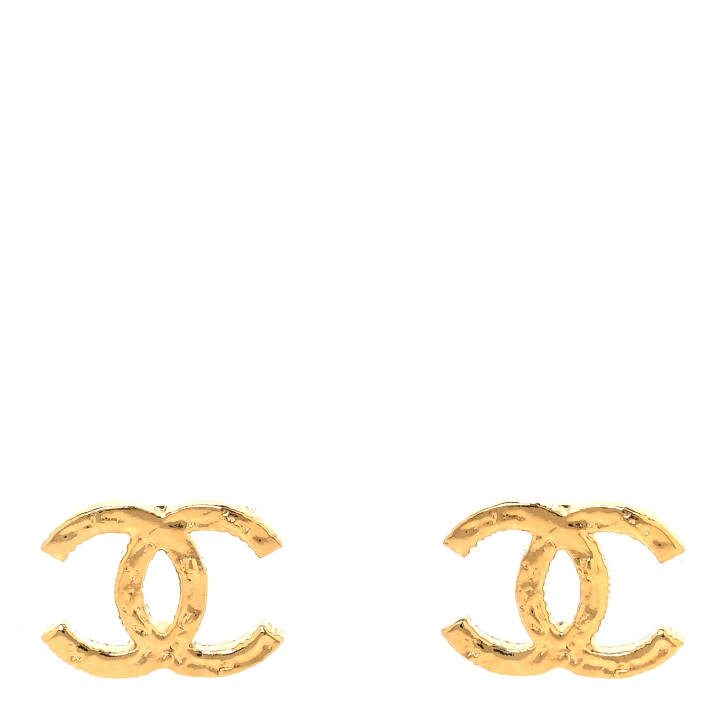 Metal Textured CC Earrings Gold