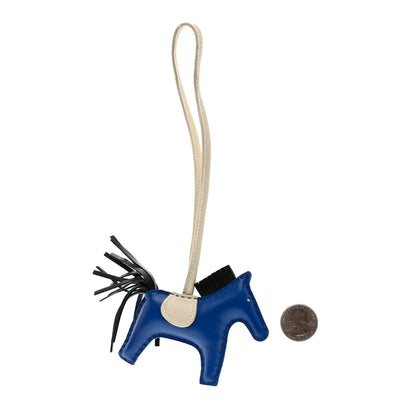Hermes Milo Lambskin Grigri Rodeo Horse Bag Charm PM Bleu France Black Craie 2 of 4