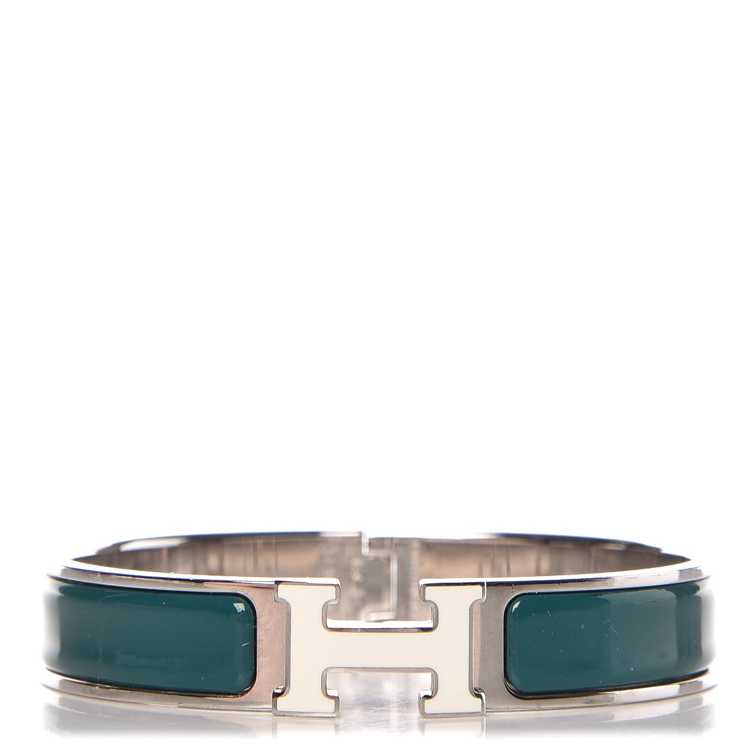 Hermes Enamel Narrow Clic Clac H Bracelet PM Veronese White 1 of 4