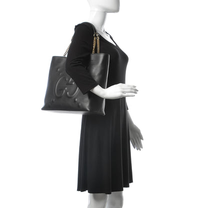 Gucci Apollo Calfskin GG Dadini Embroidered Chain Shoulder Tote Black 2 of 10