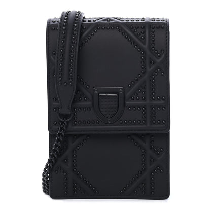 Christian Dior Ultra Matte Calfskin Studded Vertical Diorama Black 1 of 9
