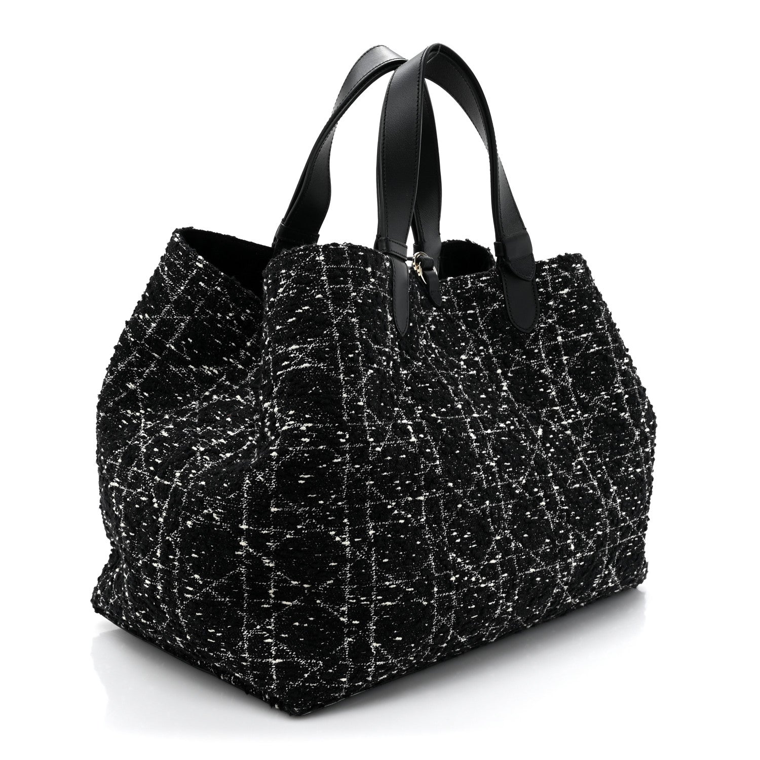 Christian Dior Tweed Cannage Large Toujours Black White 4 of 15