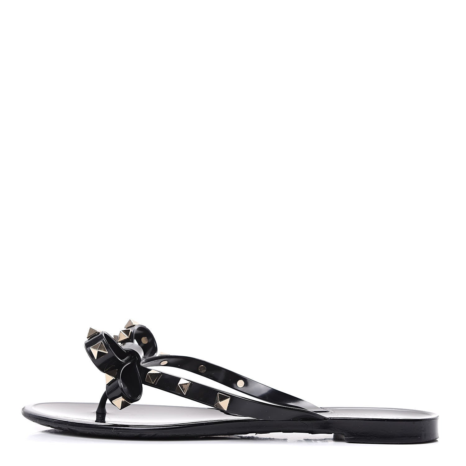 Valentino Garavani PVC Jelly Rockstud Bow Thong Sandals 37 Black 1 of 7