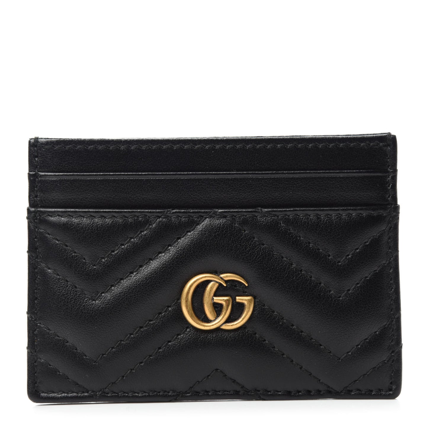 Calfskin Matelasse GG Marmont Card Holder Black