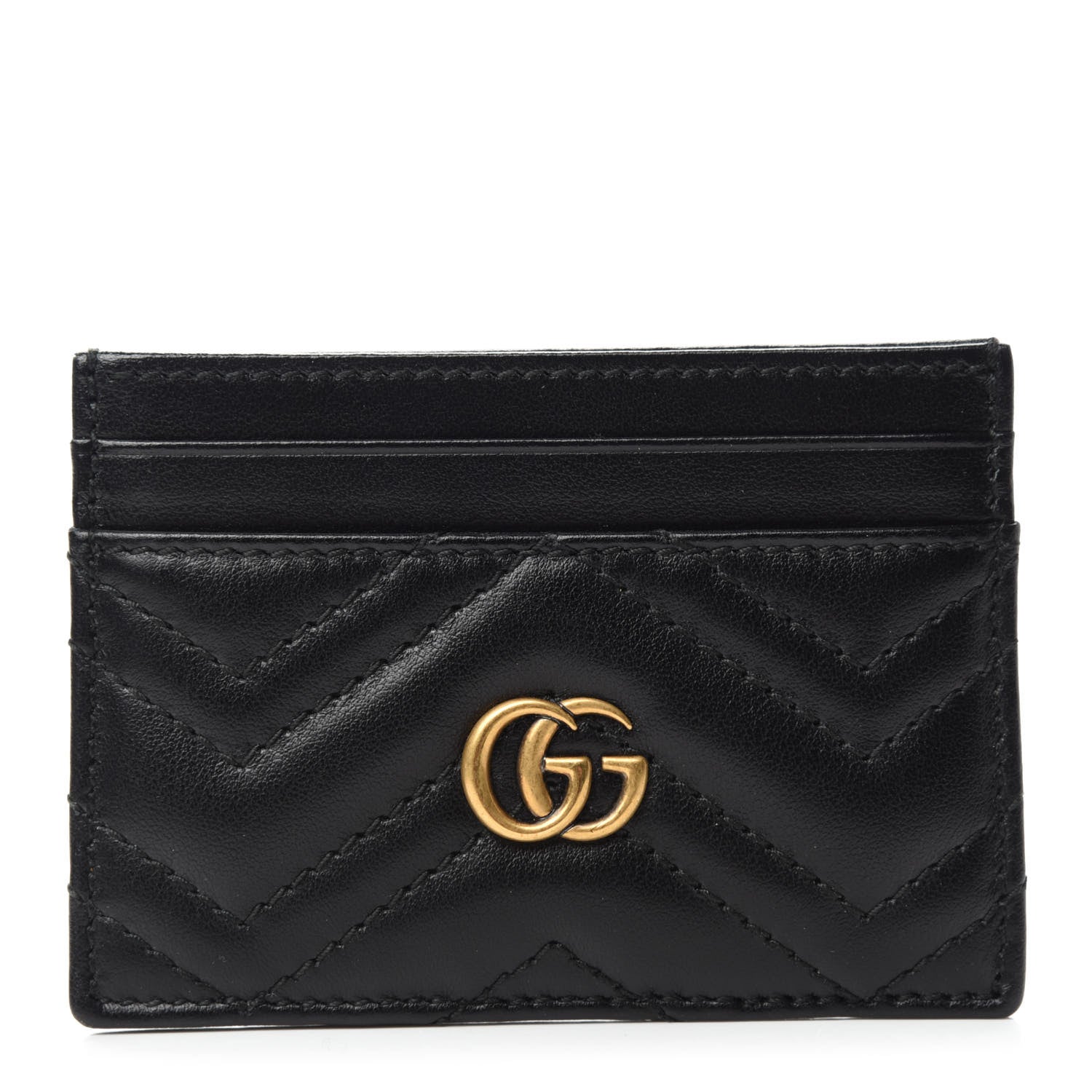 Gucci Calfskin Matelasse GG Marmont Card Holder Black 1 of 8