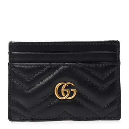 Gucci Calfskin Matelasse GG Marmont Card Holder Black 1 of 8