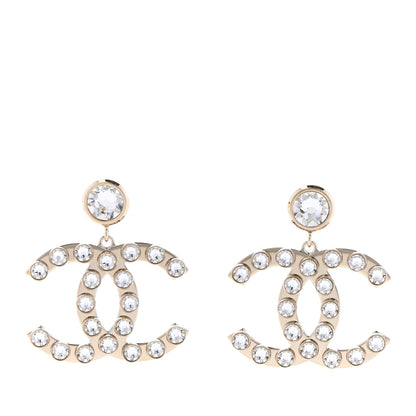 Chanel Metal Crystal CC Dangle Earrings Gold 1 of 4