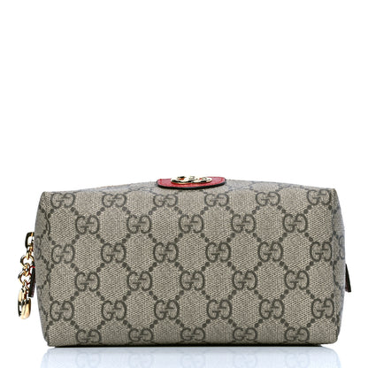 Gucci Soft GG Supreme Monogram Calfskin Medium Ophidia Cosmetic Case Beige Ebony Hibiscus Red 2 of 5
