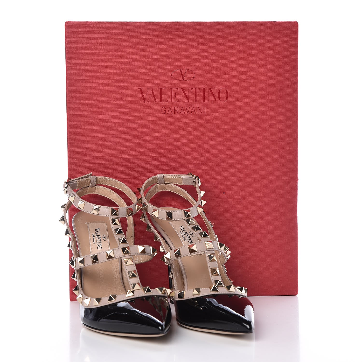 Valentino Garavani Patent Nappa Rockstud Ankle Strap 100mm Pumps 35.5 Black Poudre 8 of 8