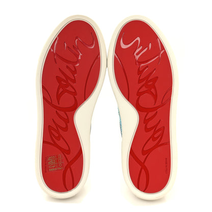 Christian Louboutin Metallic Strass Crocodile Embossed Louis Junior Flat Sneakers 38 White Silver 5 of 8