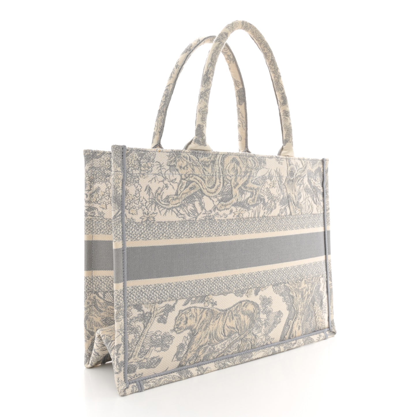 Canvas Embroidered Medium Dioriviera Toile De Jouy Book Tote Gray