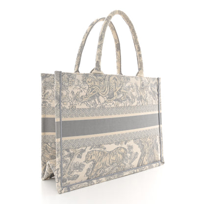 Christian Dior Canvas Embroidered Medium Dioriviera Toile De Jouy Book Tote Gray 3 of 13