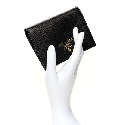 Prada Saffiano Metal Bi-Fold Wallet Black 2 of 7