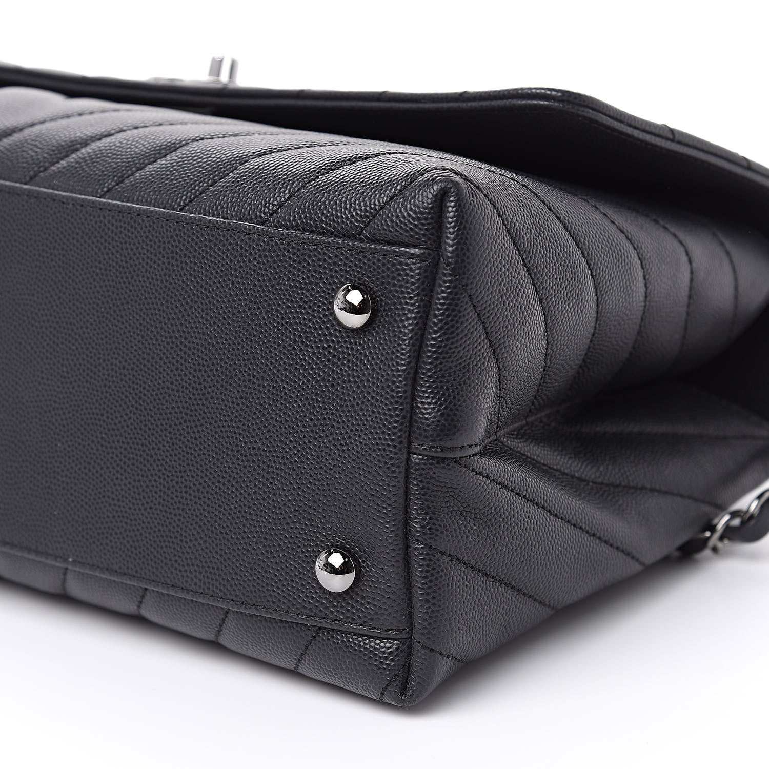 Chanel Caviar Chevron Quilted Small Coco Handle Flap Dark Grey 9 of 10