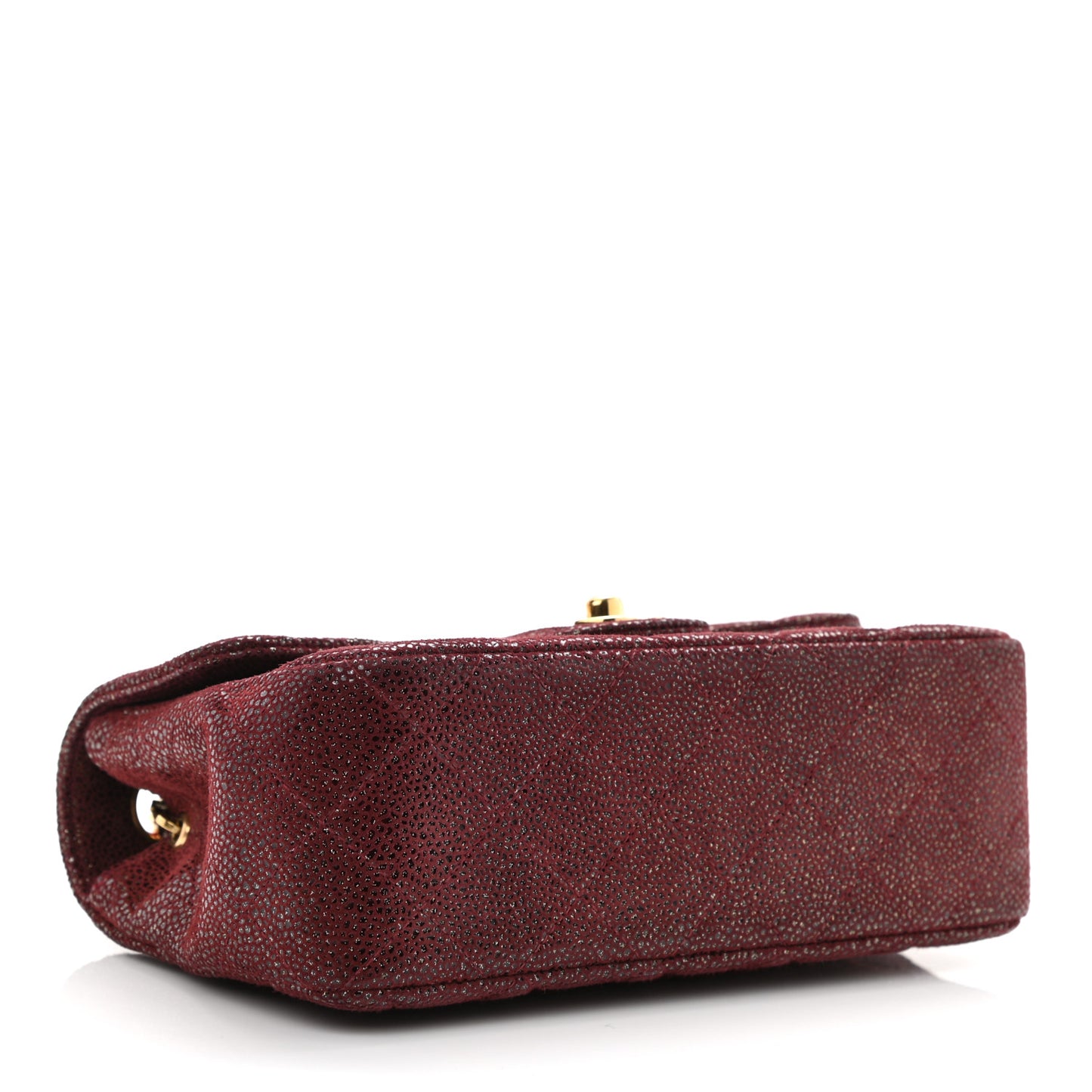 Iridescent Caviar Quilted Extra Mini Flap Burgundy