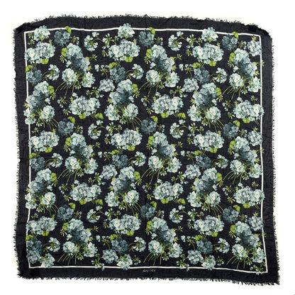 Gucci Modal Silk New Bloom Square Scarf Midnight Blue Sky Blue 1 of 3