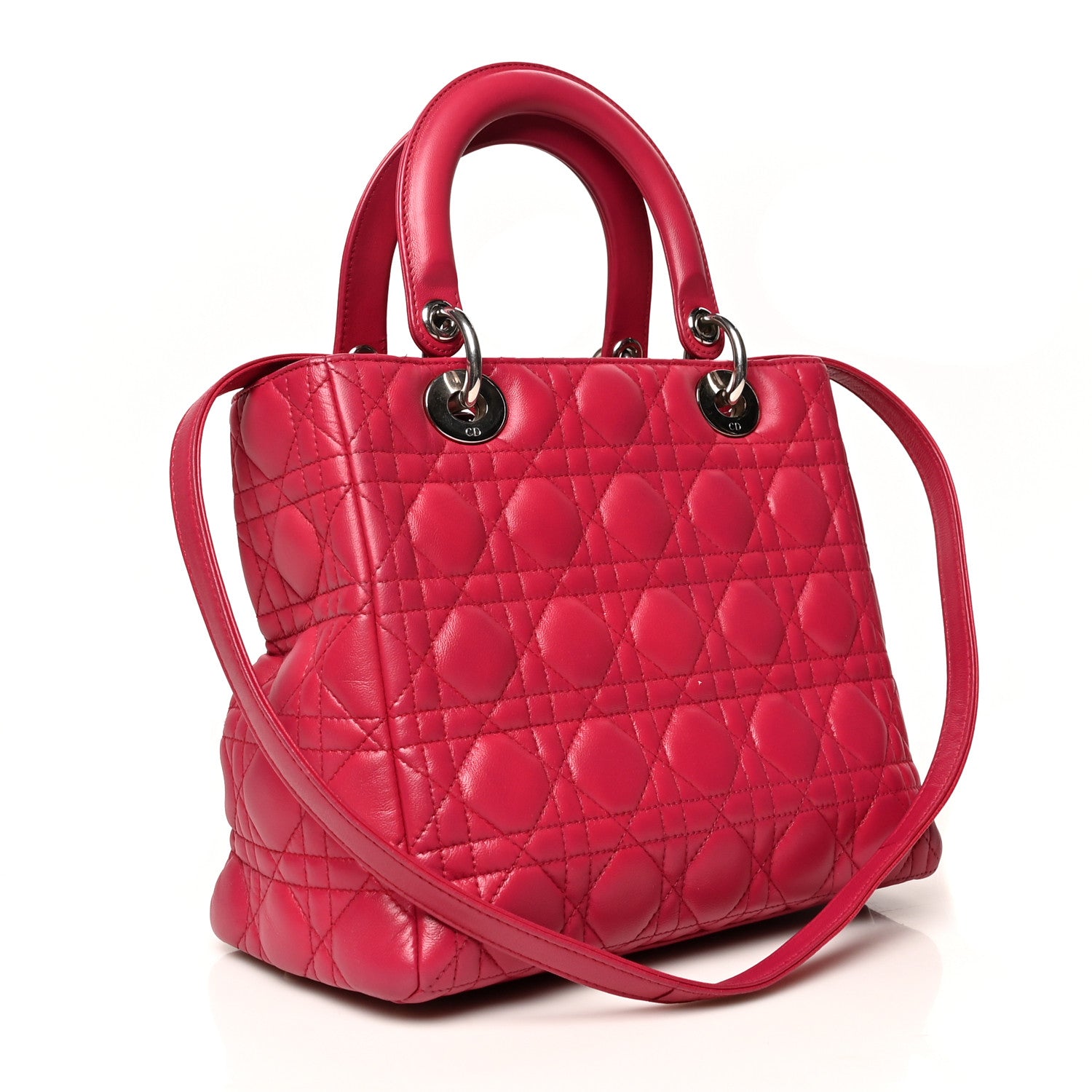 Christian Dior Lambskin Cannage Medium Pearl Lady Dior Dark Pink 3 of 11