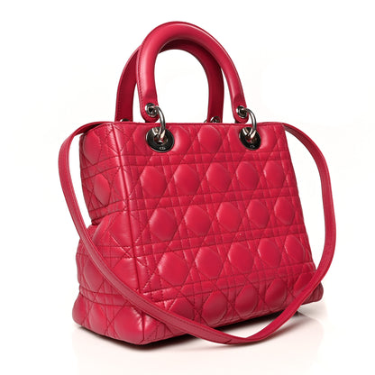 Christian Dior Lambskin Cannage Medium Pearl Lady Dior Dark Pink 3 of 11