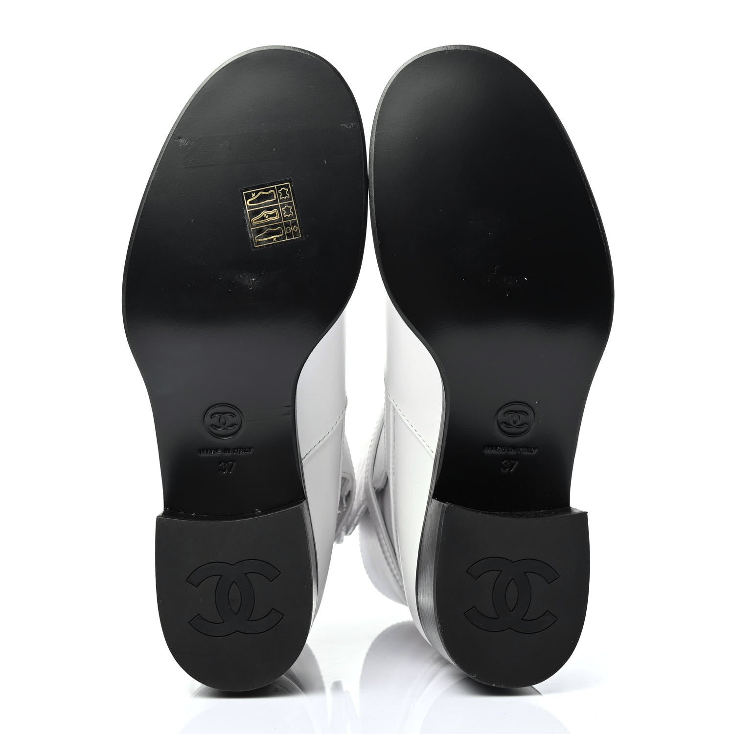 Chanel Calfskin Quilted CC Boots 37 White 4 of 4