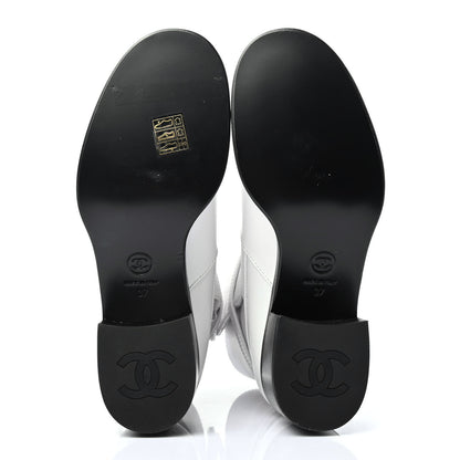 Chanel Calfskin Quilted CC Boots 37 White 4 of 4