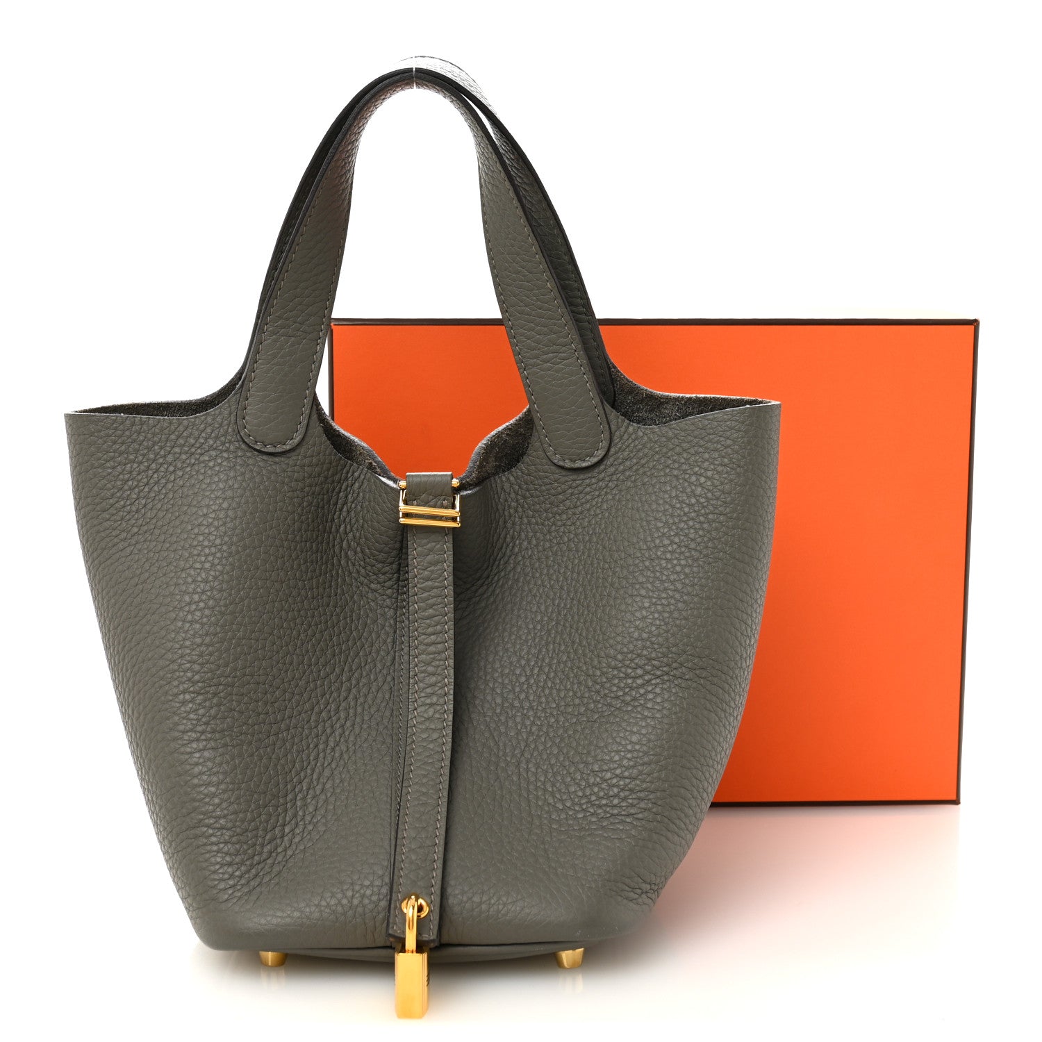 Hermes Taurillon Clemence Picotin Lock 18 PM Gris Meyer 10 of 10