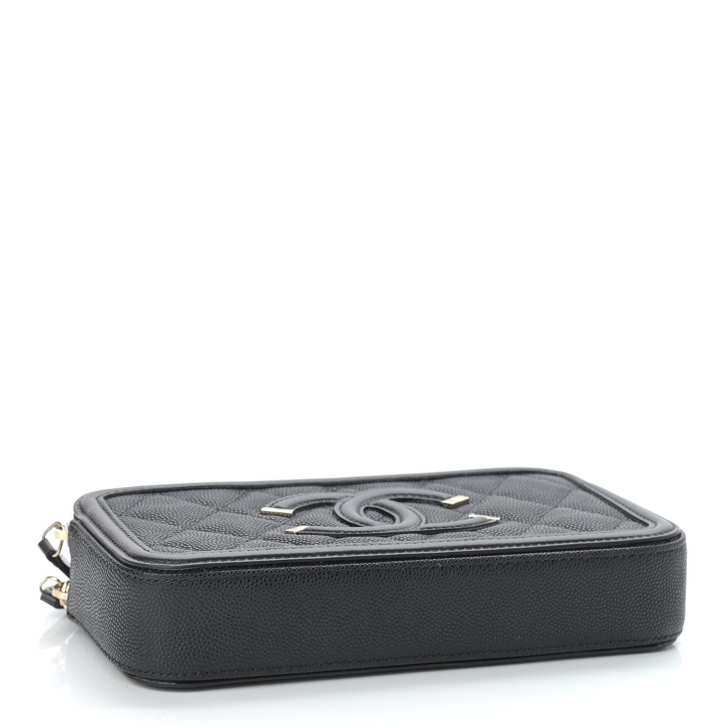 Caviar Quilted CC Filigree Clutch With Chain Black