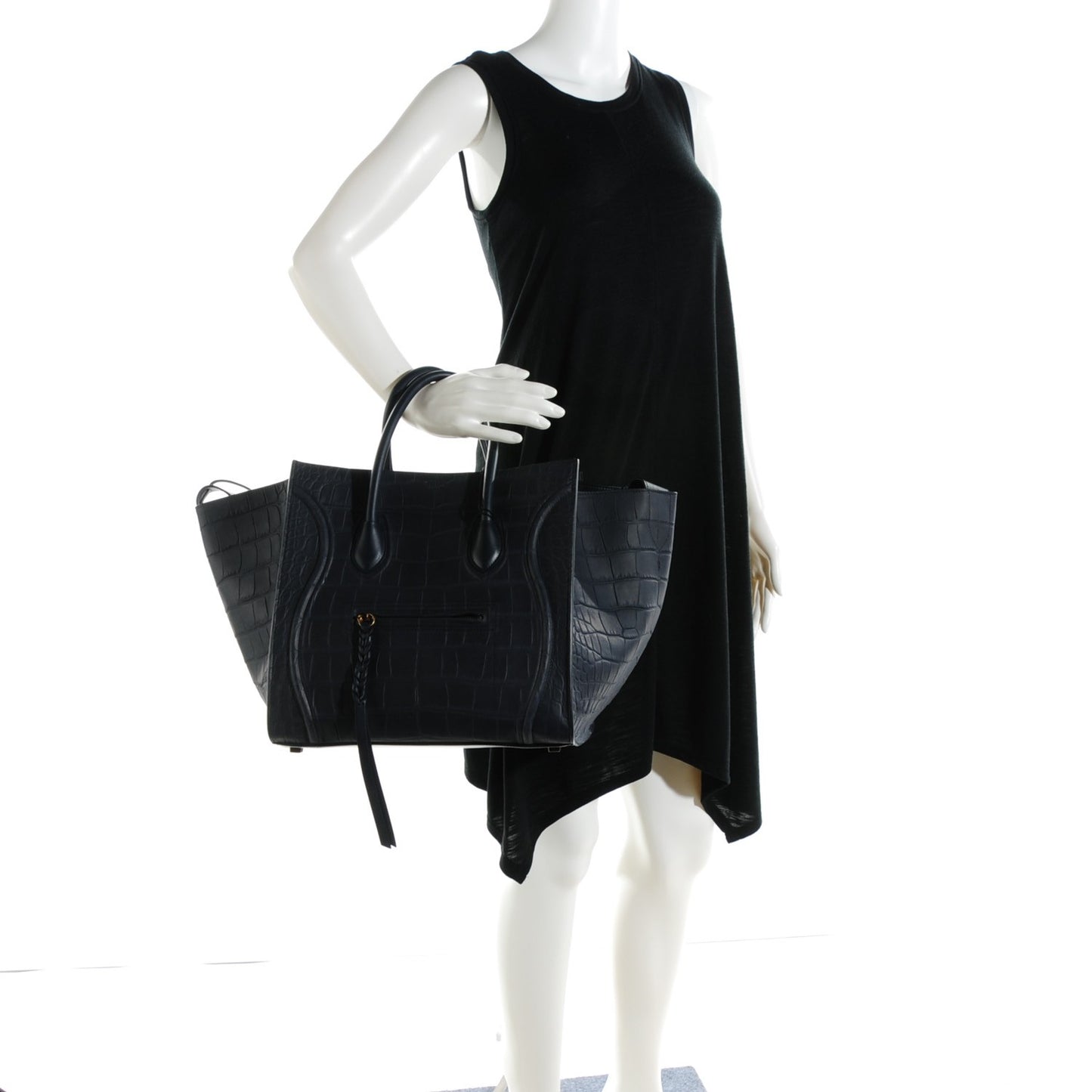 Crocodile Embossed Nubuck Medium Phantom Luggage Navy