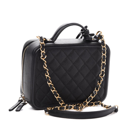 Chanel Caviar Quilted Medium CC Filigree Vanity Case Black 3 of 12