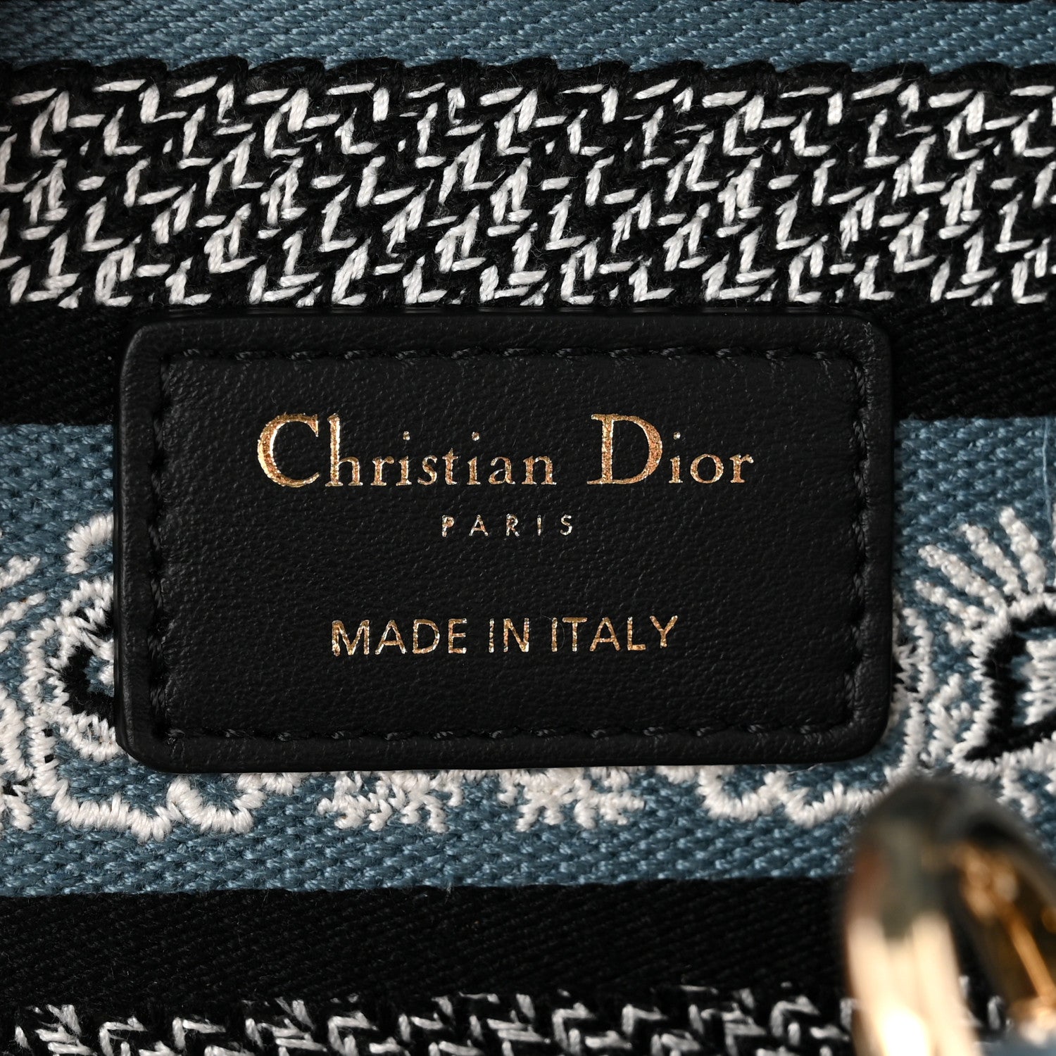 Christian Dior Canvas Embroidered Butterfly Bandana Print Medium Lady D-Lite Denim Blue 6 of 11