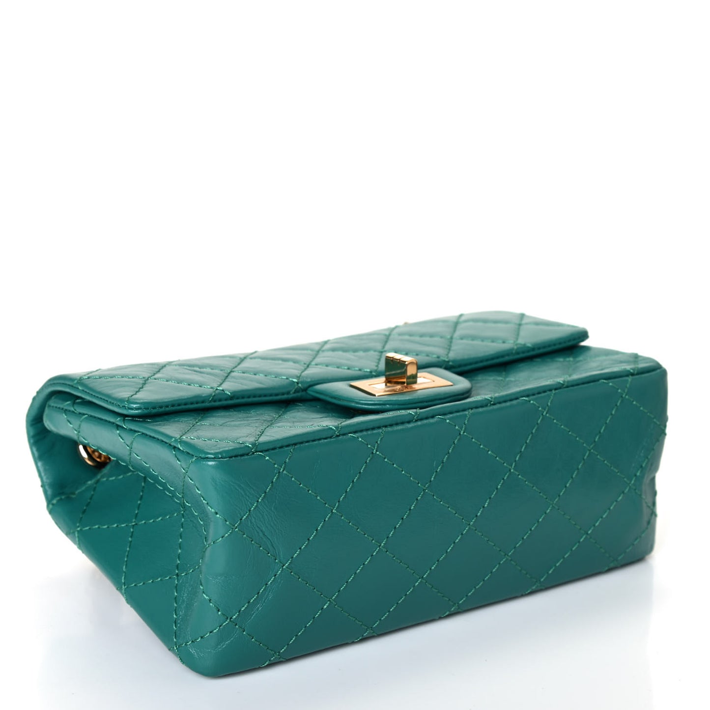 Aged Calfskin Quilted 2.55 Reissue Mini Flap Green
