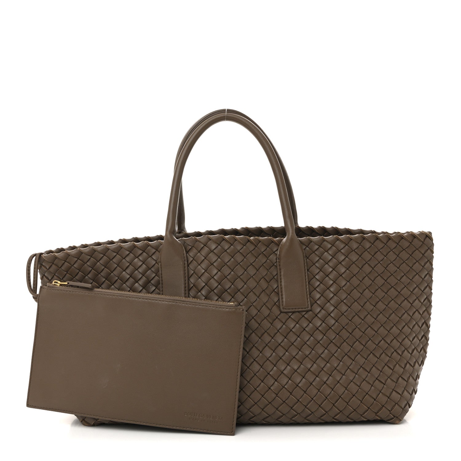 Bottega Veneta Lambskin Intreccio Small Cabat Taupe 3 of 14