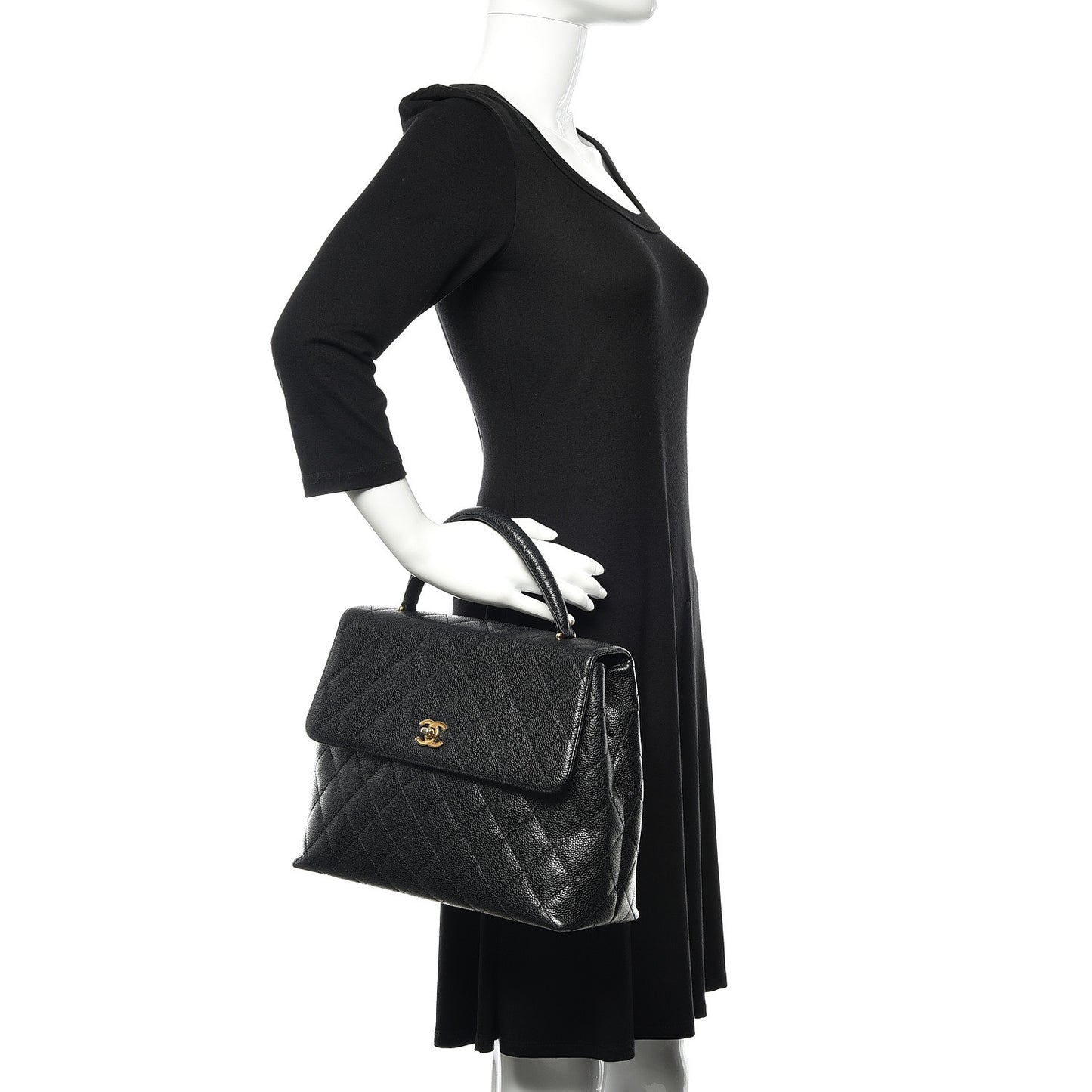 Caviar Quilted Jumbo Kelly Flap Black
