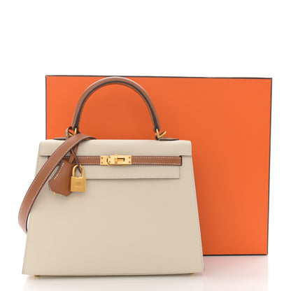 Hermes Epsom Bi-Color Horseshoe Kelly Sellier 25 Craie Gold 11 of 11