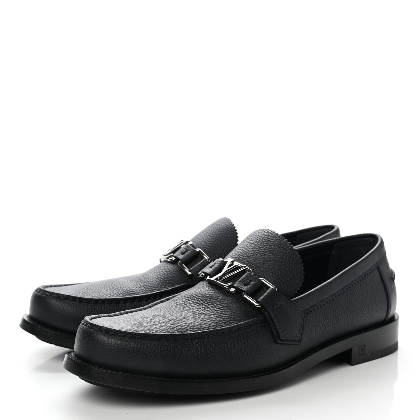 Calfskin Mens Major Loafers 7 Navy Blue