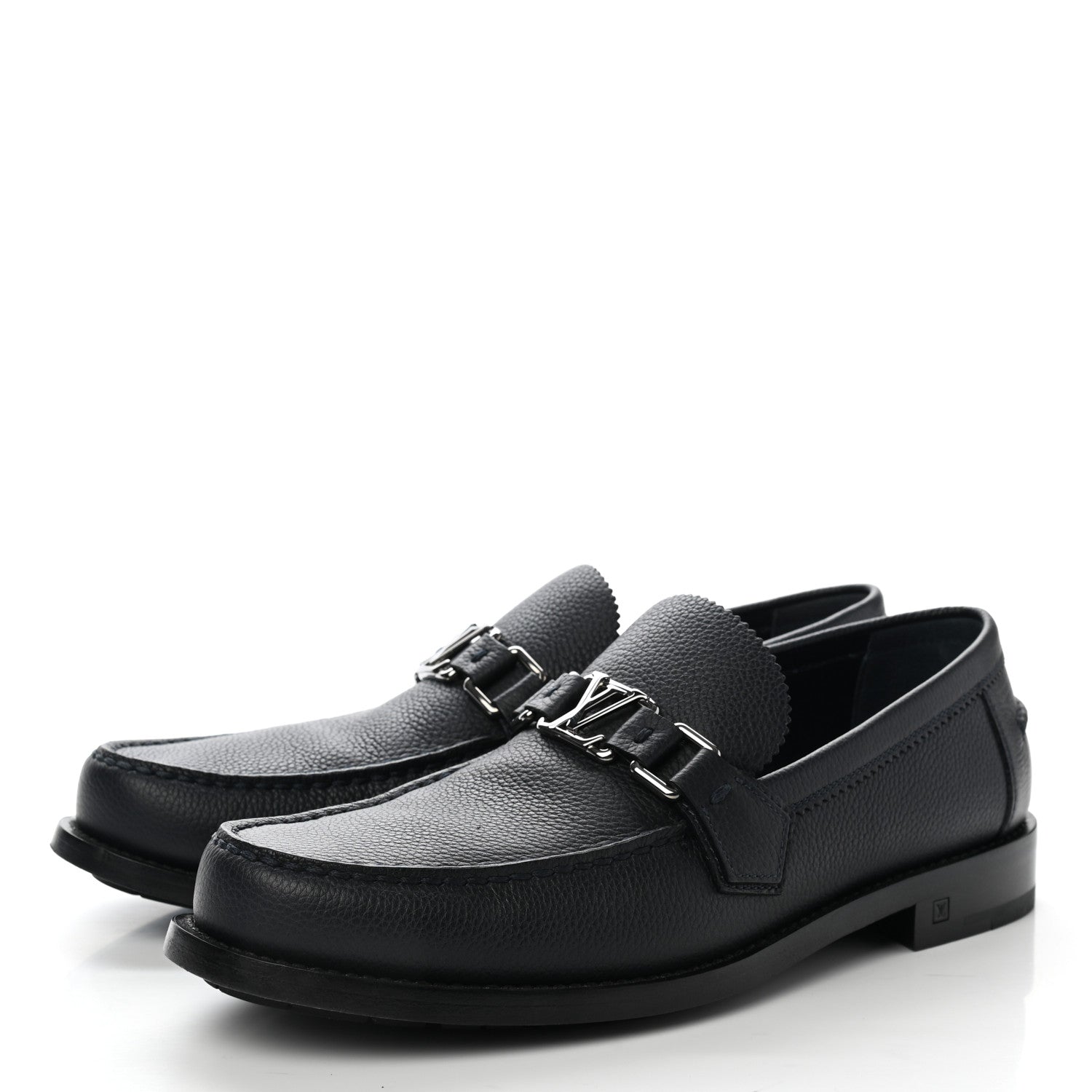 Louis Vuitton Calfskin Mens Major Loafers 7 Navy Blue 3 of 9