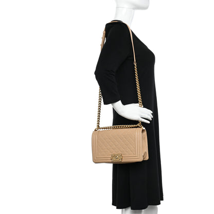 Chanel Caviar Quilted Medium Boy Flap Beige 2 of 11