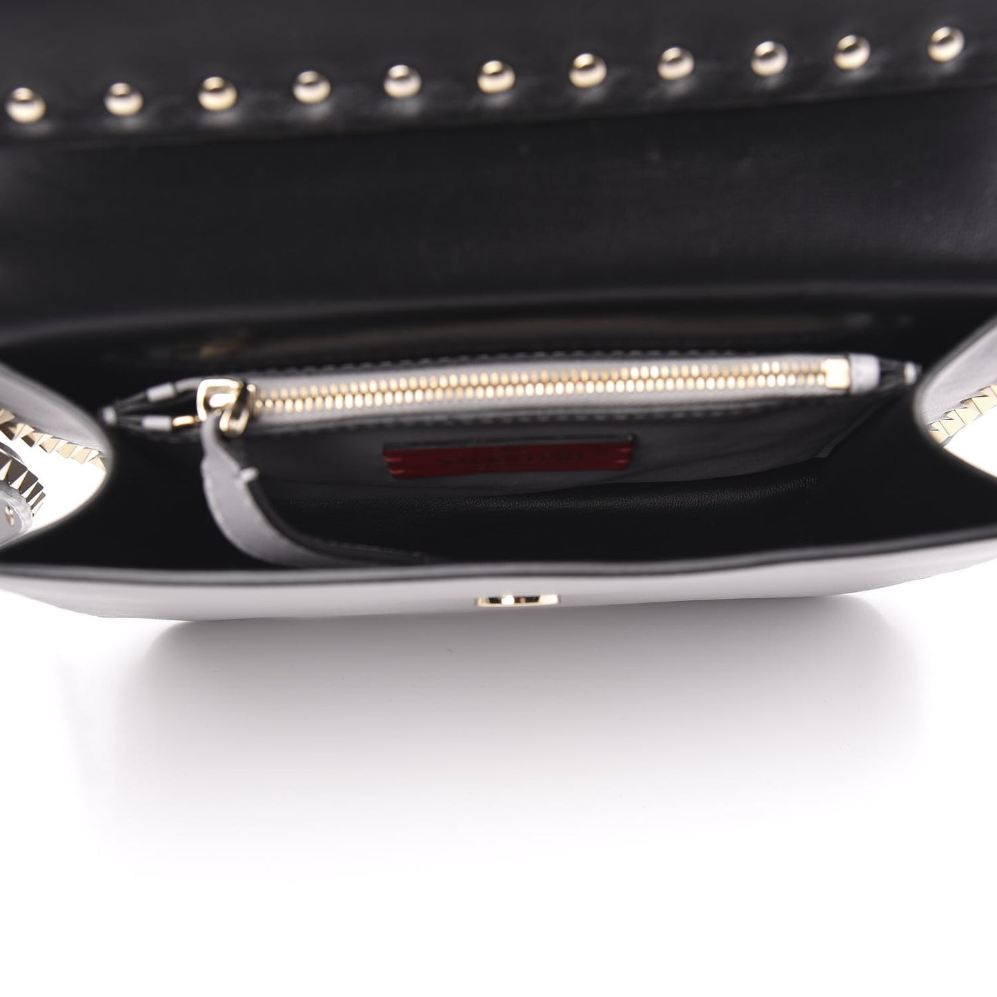 Vitello Rockstud Side Slip Crossbody Pastel Grey
