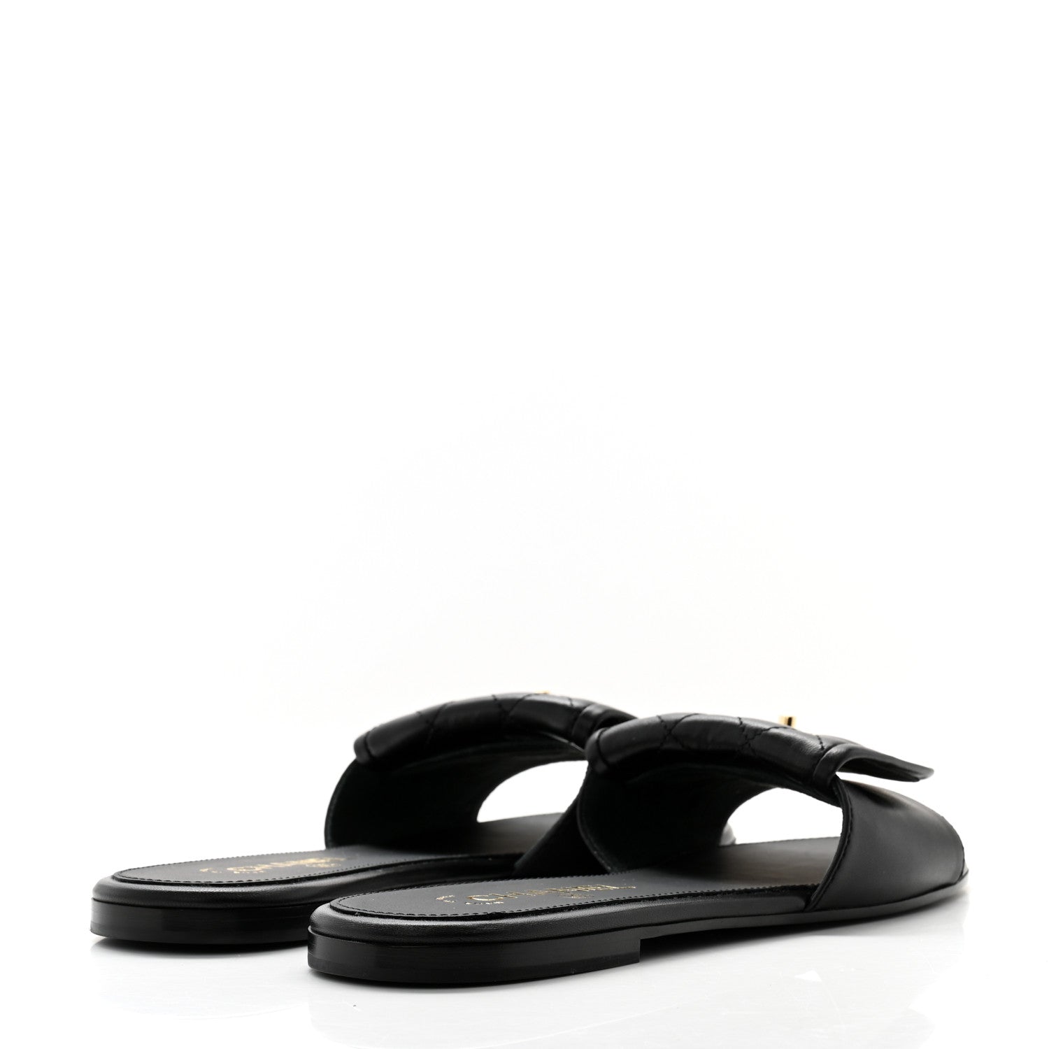 Chanel Lambskin Quilted Turnlock Flat Mules 39.5 Black 4 of 9