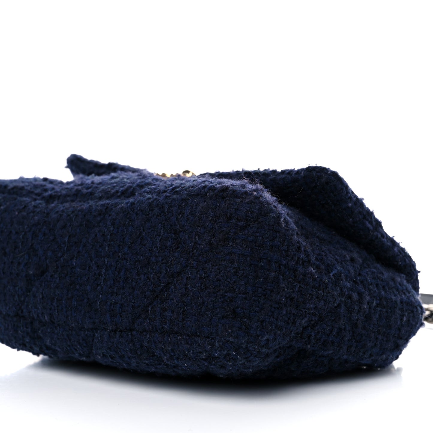Tweed Quilted Large Chanel 19 Flap Navy Blue