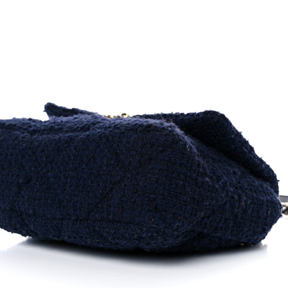 Chanel Tweed Quilted Large Chanel 19 Flap Navy Blue 9 of 9