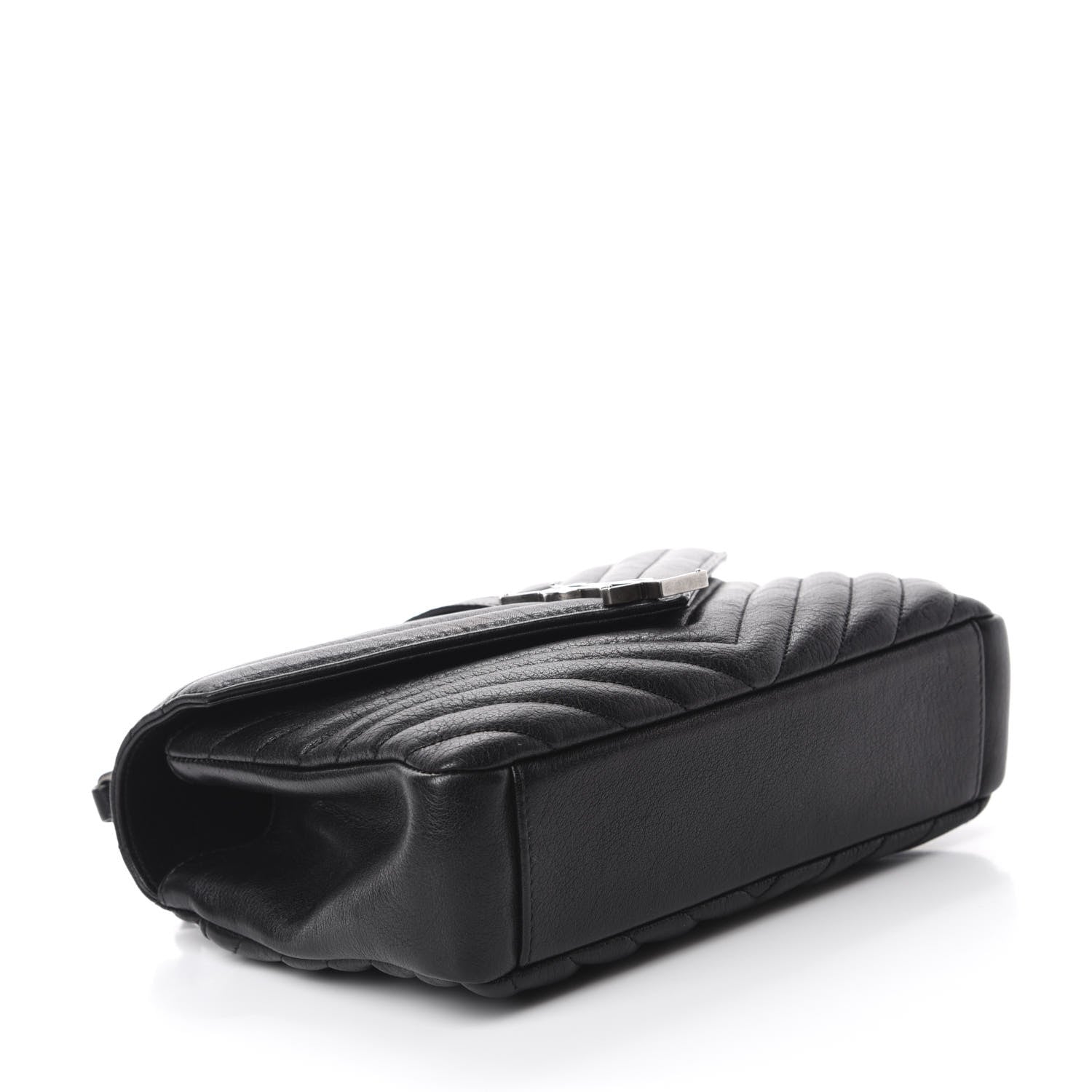Saint Laurent Sheepskin Matelasse Chevron Monogram Medium College Bag Black 4 of 12