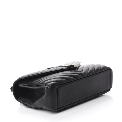 Saint Laurent Sheepskin Matelasse Chevron Monogram Medium College Bag Black 4 of 12