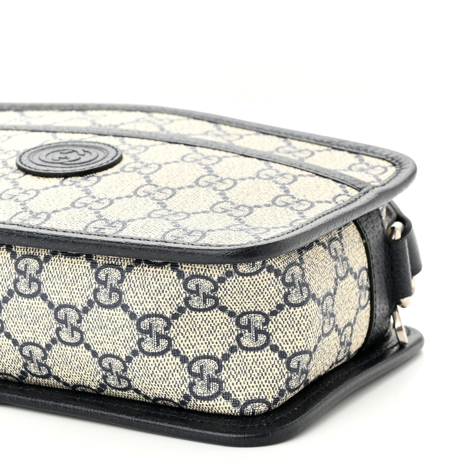 Gucci GG Supreme Monogram Textured Dollar Calfskin Mini Retro Interlocking G Shoulder Bag Beige Blue 10 of 10