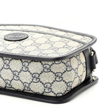 Gucci GG Supreme Monogram Textured Dollar Calfskin Mini Retro Interlocking G Shoulder Bag Beige Blue 10 of 10